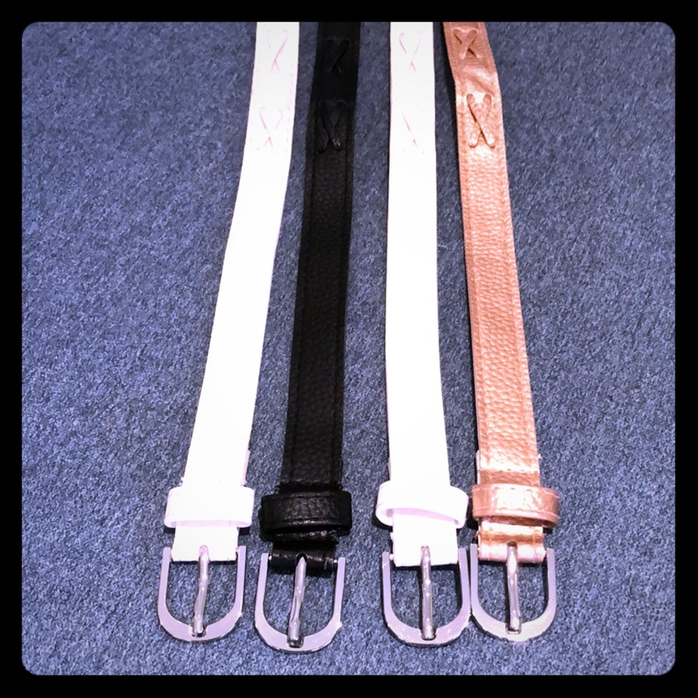 4 Faux Leather Skinny Belts! New!